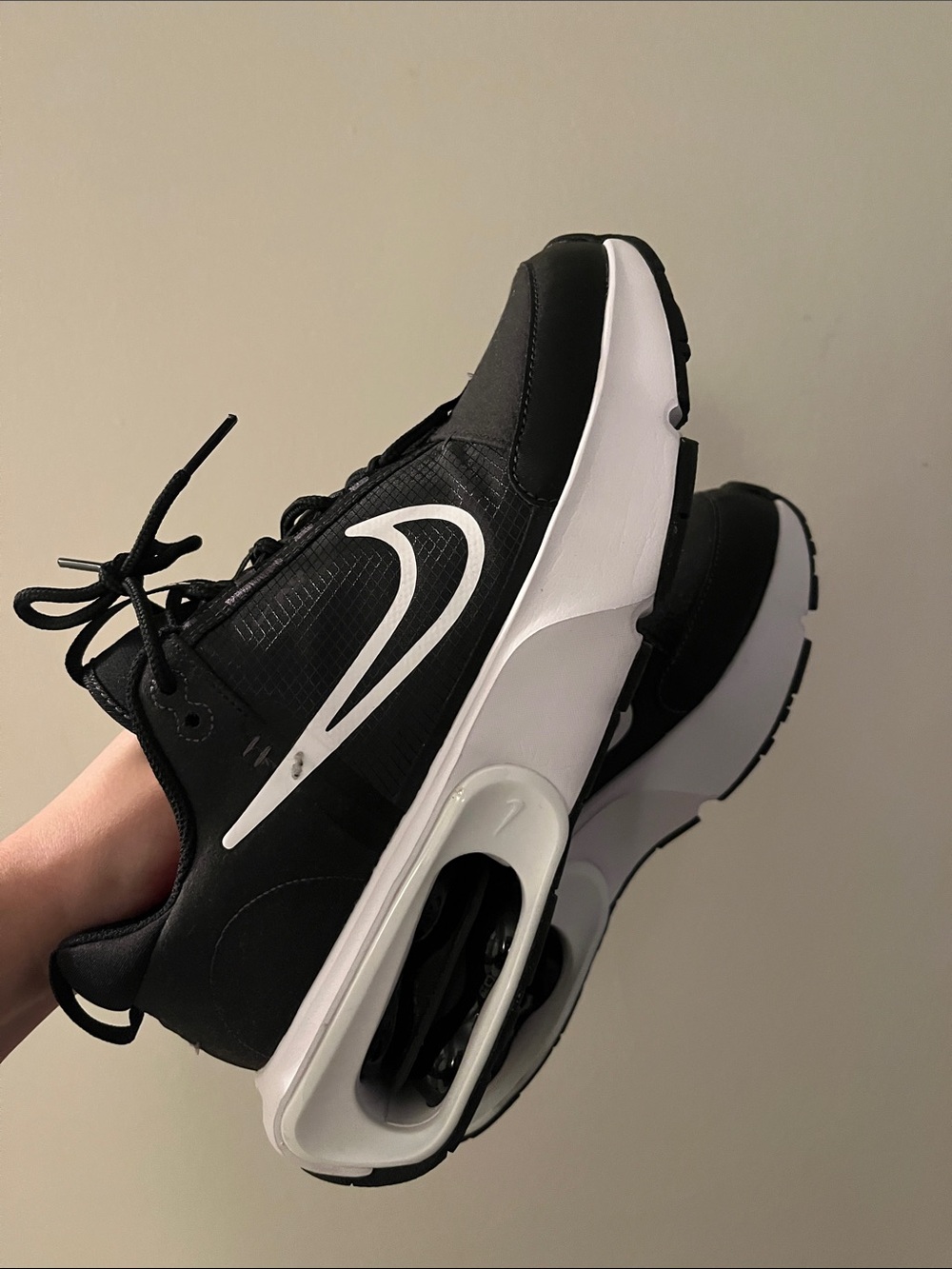 Nike Black and White Women's Sneakers with Visible Air Unit